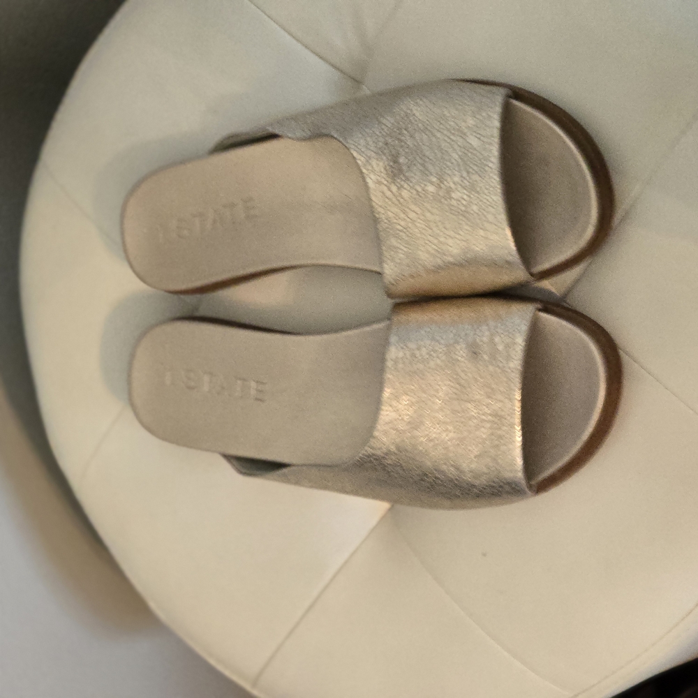 1. State Women's Metallic Gold Mules